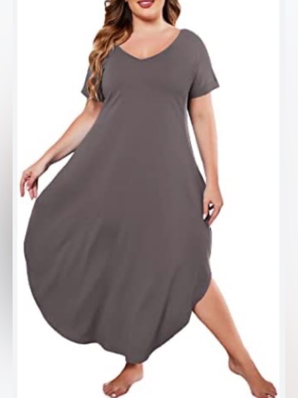 Ekouaer size Large dress/ lounge, charcoal grey with pockets